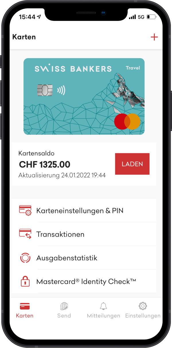 Alle Vorteile der Travel Karte mit der Swiss Bankers App nutzen