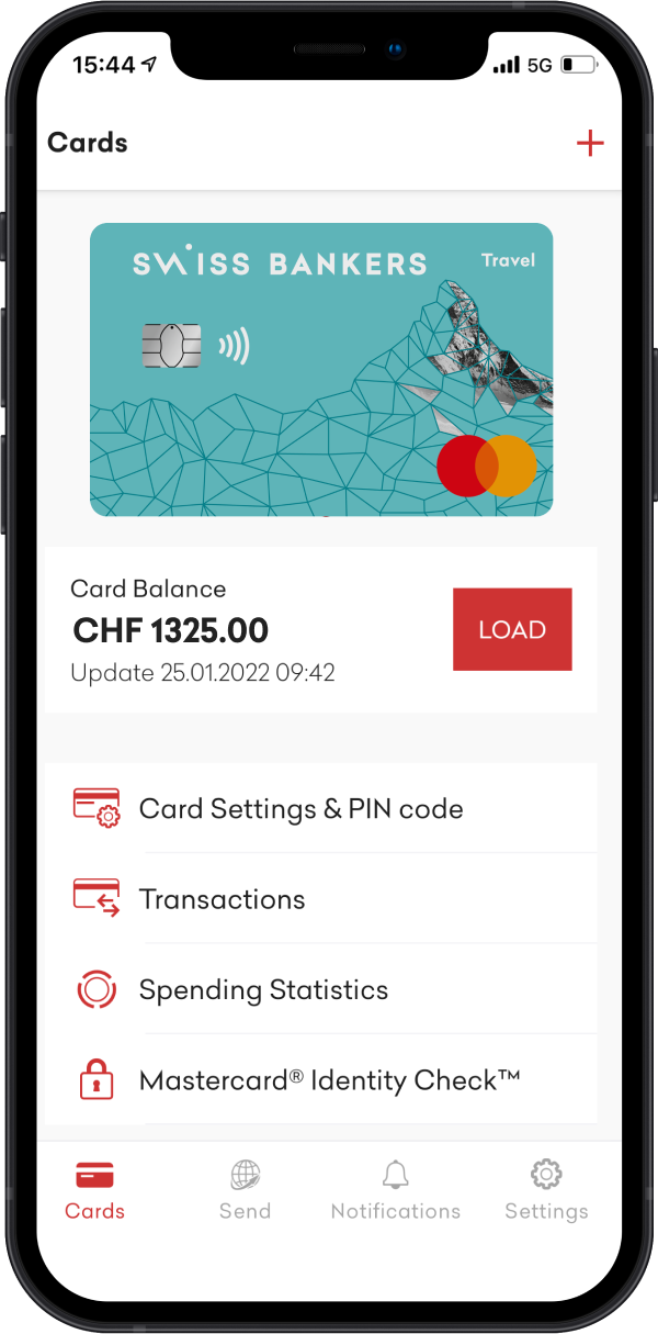Enjoy all the benefits of the Travel card with the Swiss Bankers app